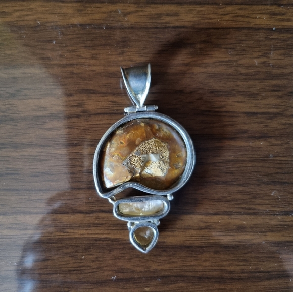 PENDANT Rare Mother of Pearl Shell PURE SILVER JEWELRY - Picture 2 of 5